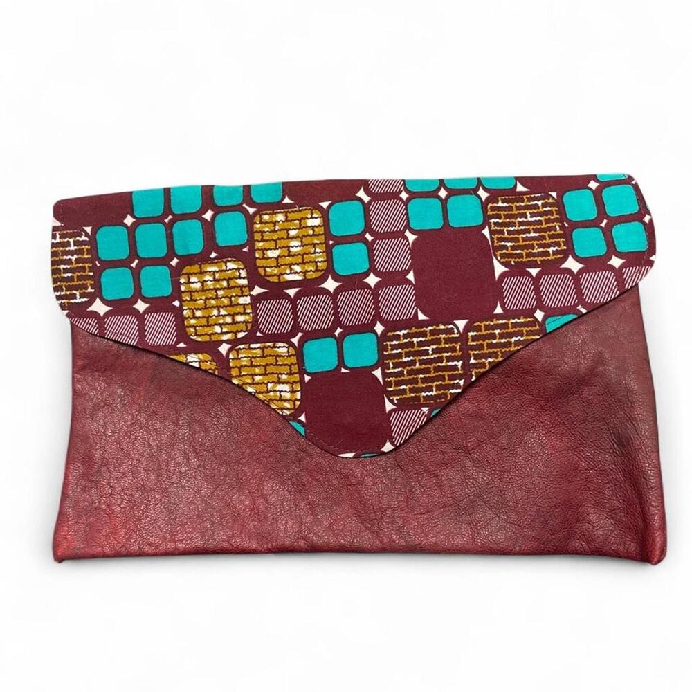 Brown and teal geometric patterned